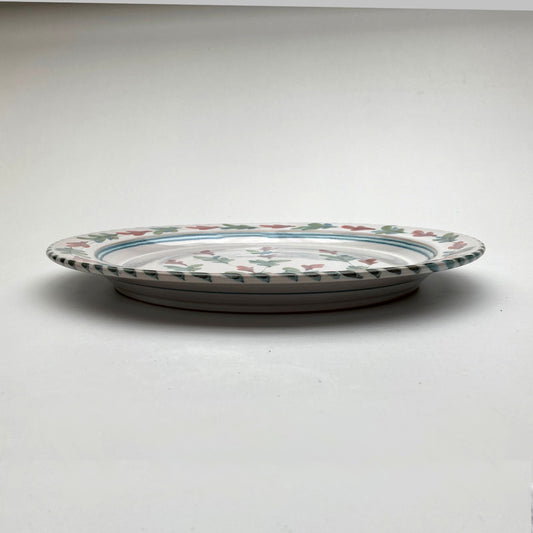 Personalised Handmade Ceramic Breakfast Plate - Fuchsia in Blue & Green