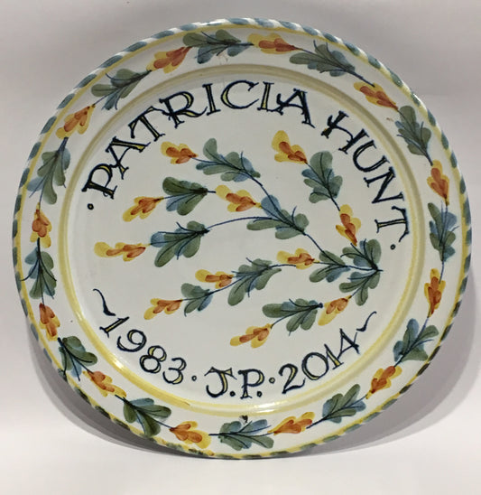 Personalised Handmade Ceramic Platter - Fuchsia in Yellow
