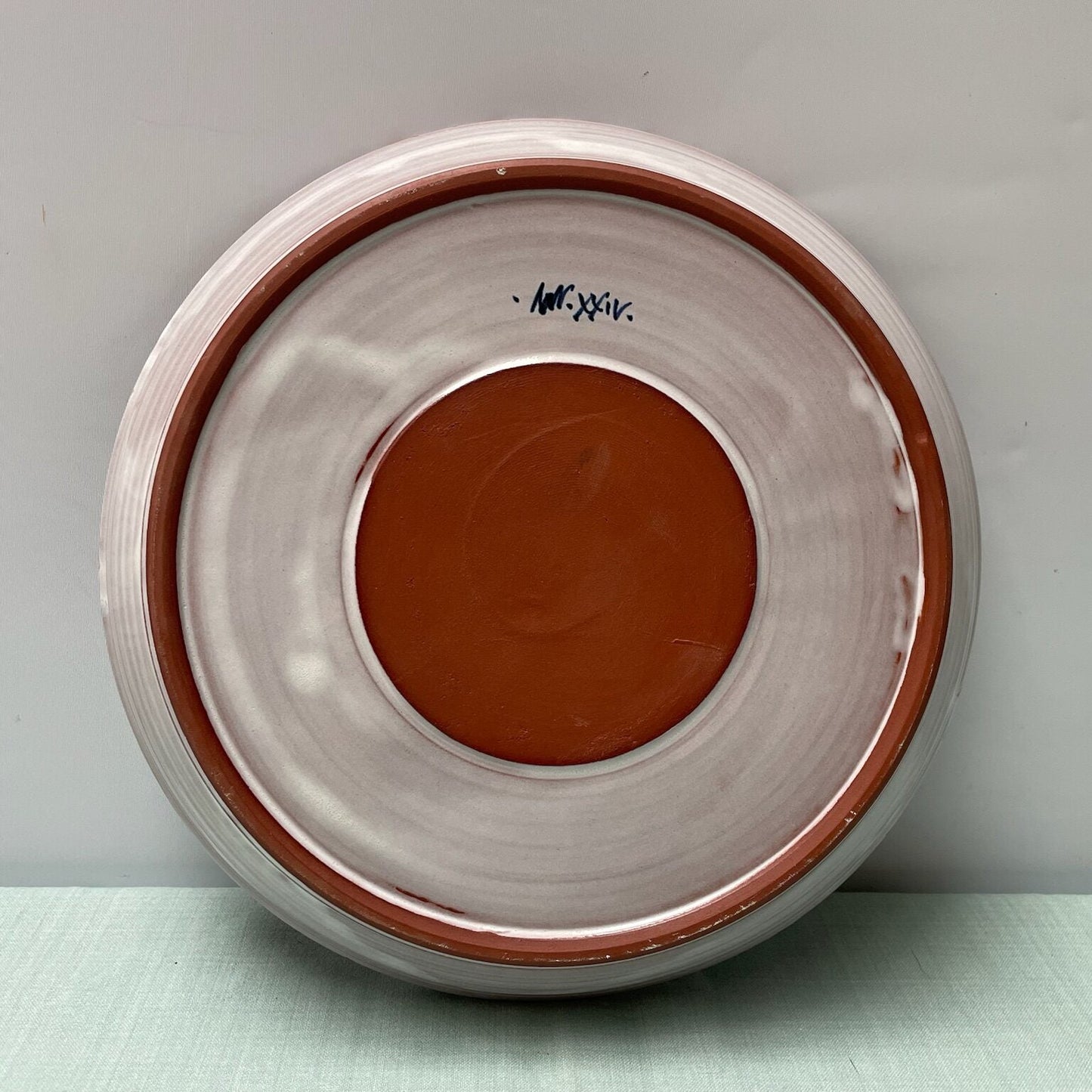 Medium Handmade Ceramic Flat Bowl – Clementines in Coral