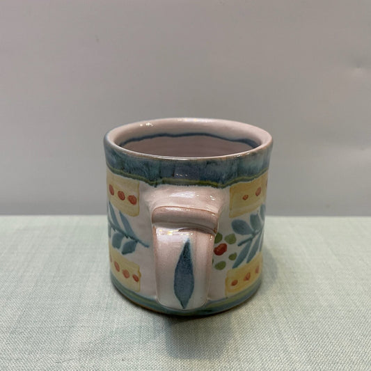 Handmade Ceramic Small Mug – Danish in Teal & Yellow