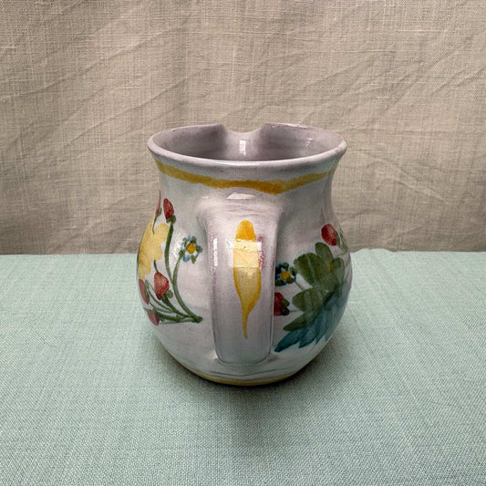 Handmade Ceramic Rounded Cream Jug - Strawberry in Yellow