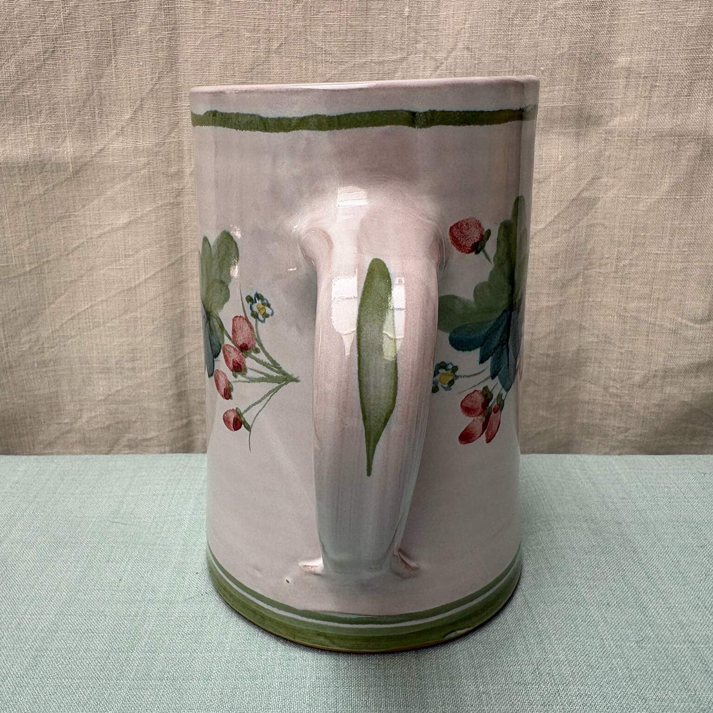 Handmade Ceramic Straight Water Jug - Strawberry in Lime