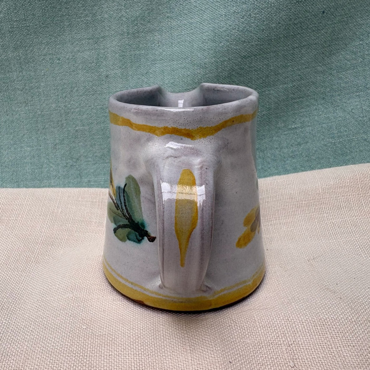 Tiny Handmade Ceramic Straight Jug - Fuchsia in Yellow
