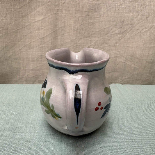 Handmade Ceramic Rounded Cream Jug - Mistletoe in Blue Lime