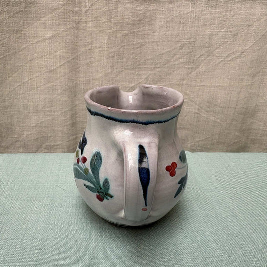 Handmade Ceramic Rounded Cream Jug - Mistletoe in Blue Teal