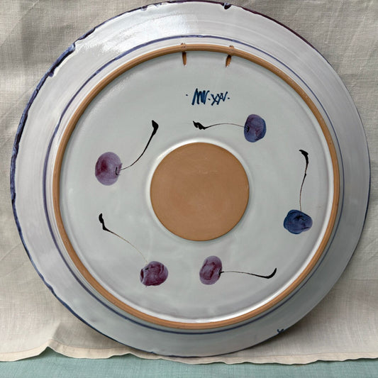 Medium Handmade Ceramic Platter - Cherries in Purple
