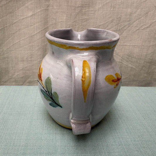 Handmade Ceramic Small Rounded Jug - Fuchsia in Yellow