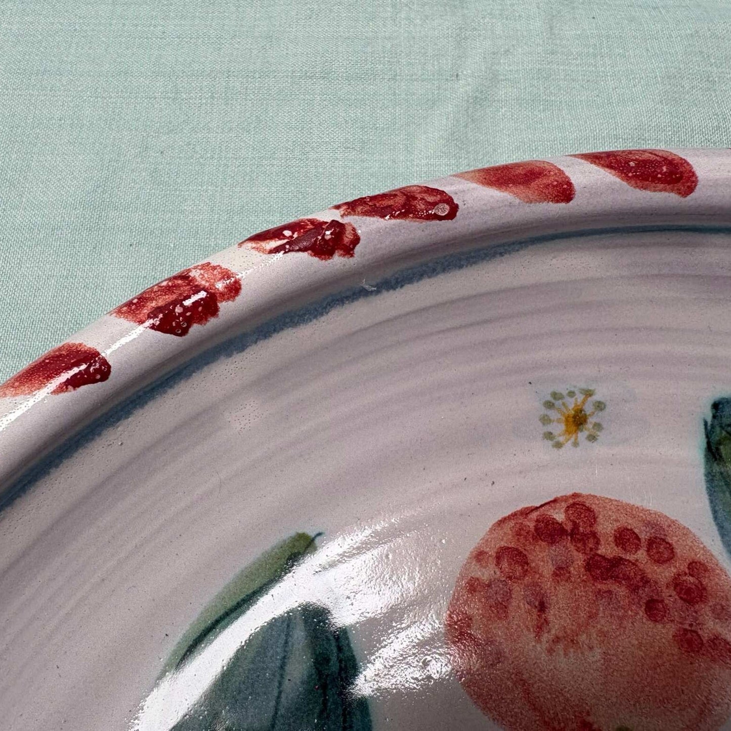 Large Handmade Ceramic Flat Bowl - Clementines Coral