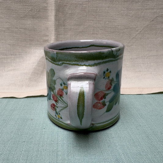 Small Handmade Ceramic Mug - Strawberry in Lime