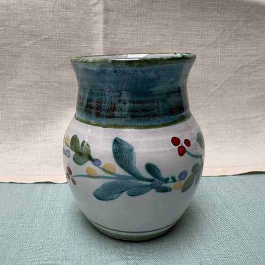 Handmade Ceramic Vase - Mistletoe in Lime & Teal