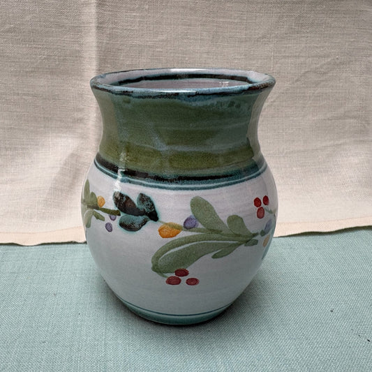 Handmade Ceramic Vase - Mistletoe in Teal & Lime