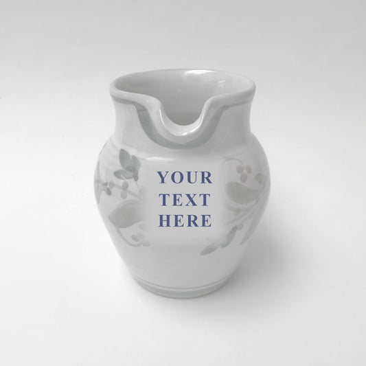 Personalised Handmade Ceramic Round Jug - Mistletoe in Lime & Teal