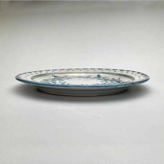 Personalised Handmade Ceramic Breakfast Plate - Cornflower in Teal & Yellow