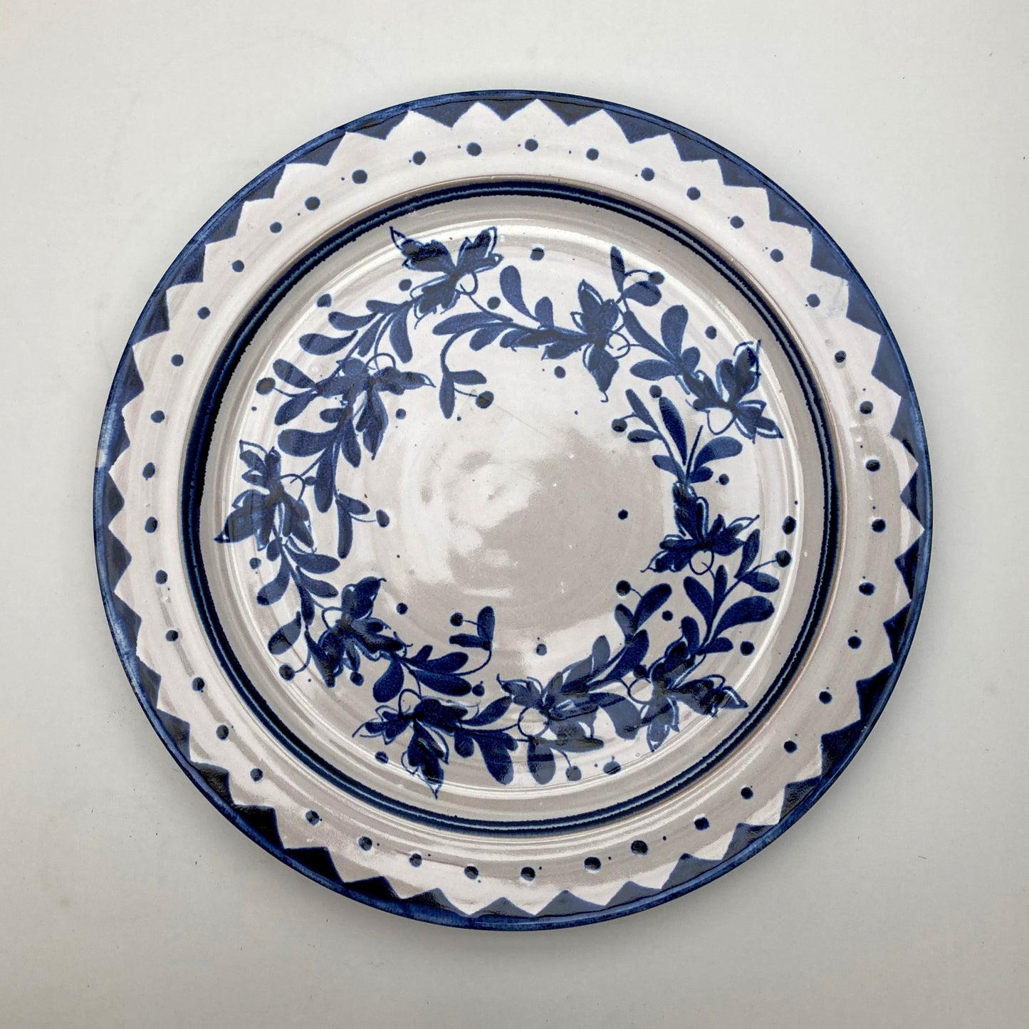 Personalised Handmade Ceramic Breakfast Plate - Cornflower in Blue