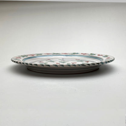 Personalised Handmade Ceramic Breakfast Plate - Fuchsia in Blue & Green