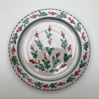 Personalised Handmade Ceramic Breakfast Plate - Fuchsia in Blue & Green