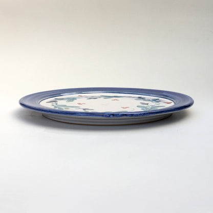 Personalised Handmade Ceramic Breakfast Plate - Mistletoe in Blue & Teal