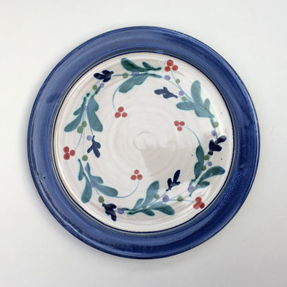 Personalised Handmade Ceramic Breakfast Plate - Mistletoe in Blue & Teal