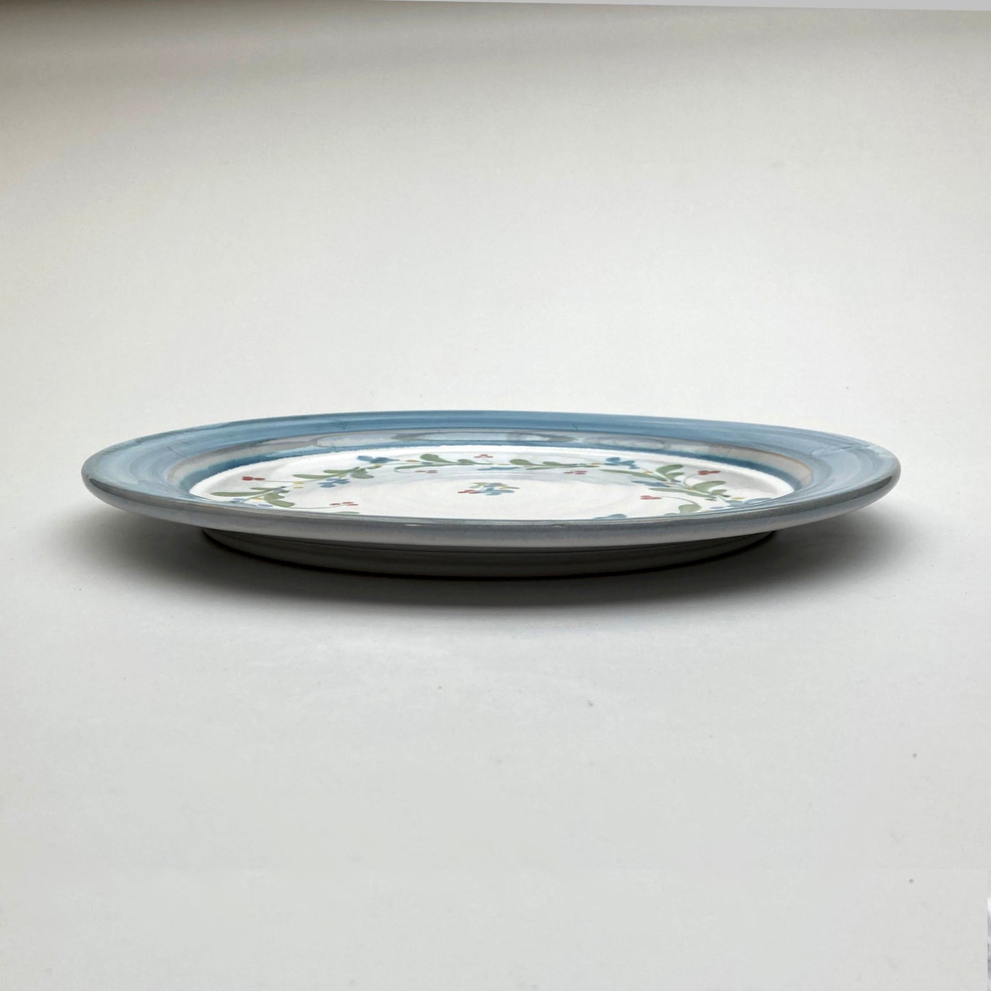Personalised Handmade Ceramic Breakfast Plate - Mistletoe in Teal & Lime
