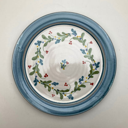 Personalised Handmade Ceramic Breakfast Plate - Mistletoe in Teal & Lime