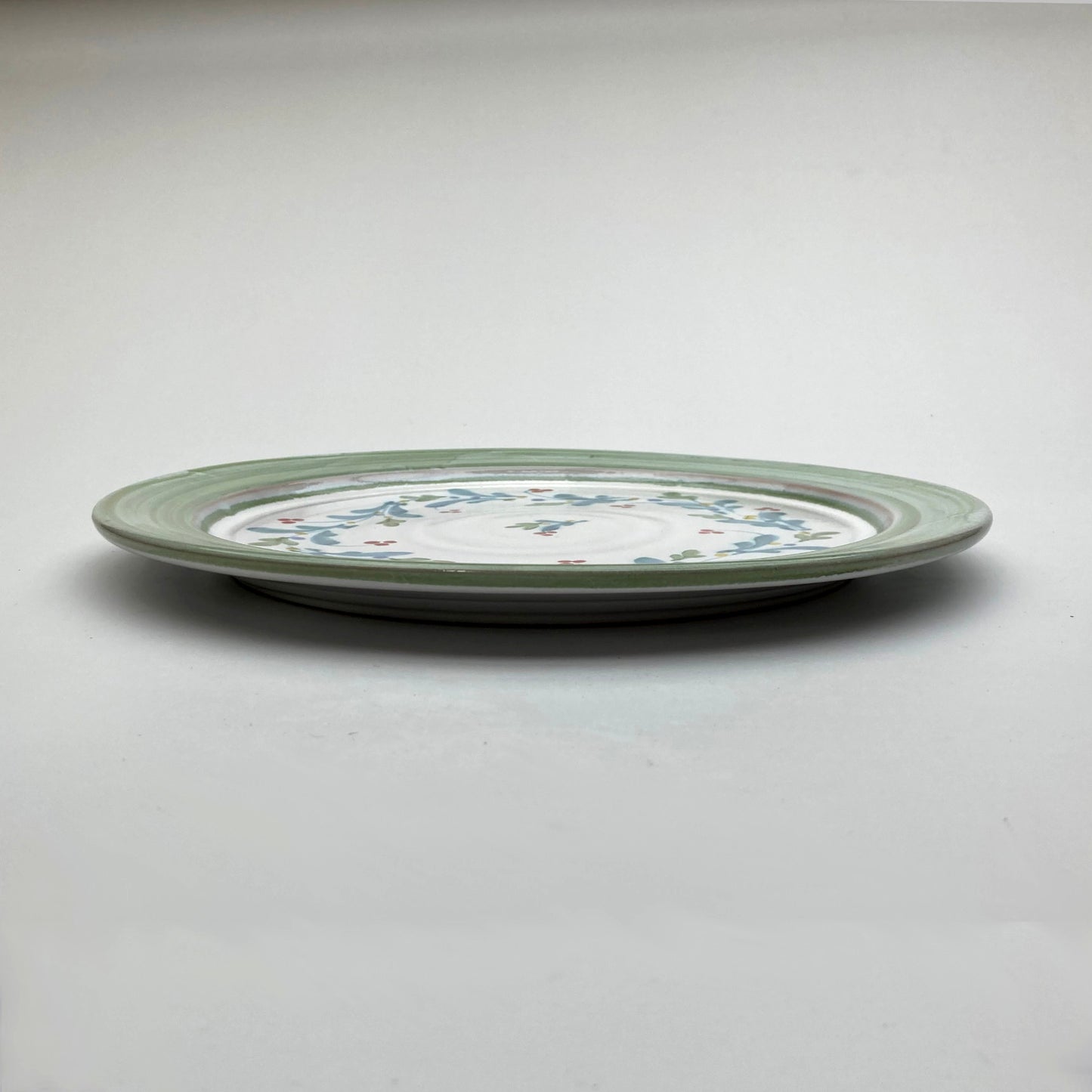 Personalised Handmade Ceramic Breakfast Plate - Mistletoe in Lime & Teal