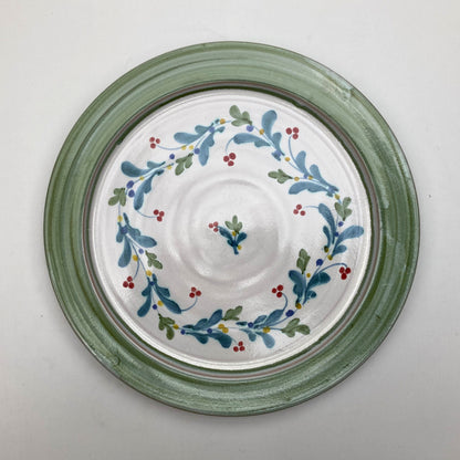 Personalised Handmade Ceramic Breakfast Plate - Mistletoe in Lime & Teal