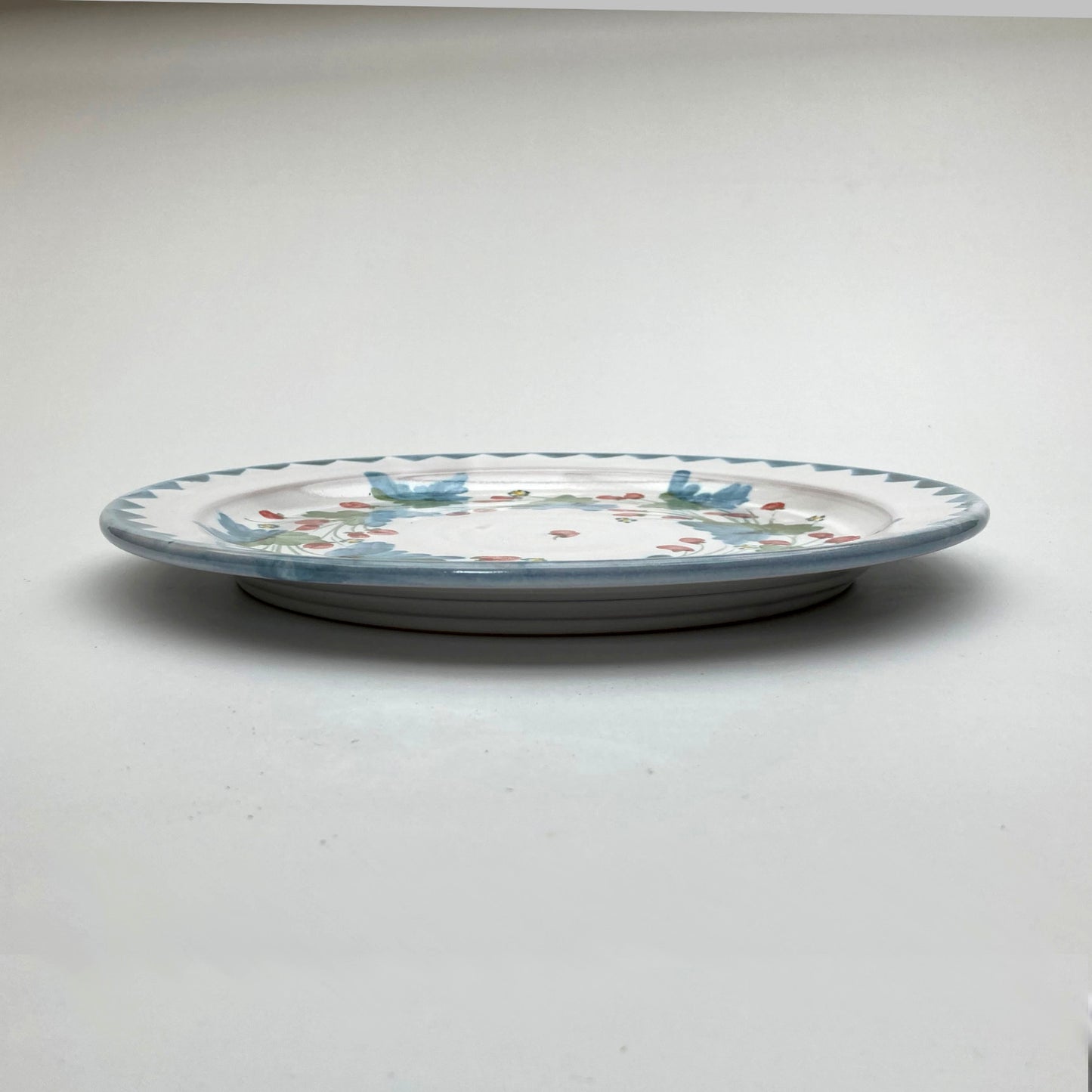 Personalised Handmade Ceramic Breakfast Plate - Strawberry in Blue & Green