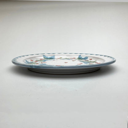 Personalised Handmade Ceramic Breakfast Plate - Strawberry in Blue & Green