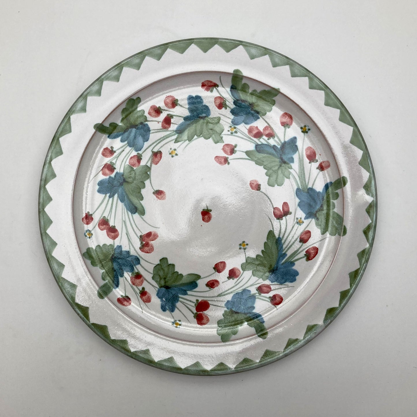 Personalised Handmade Ceramic Breakfast Plate - Strawberry in Lime
