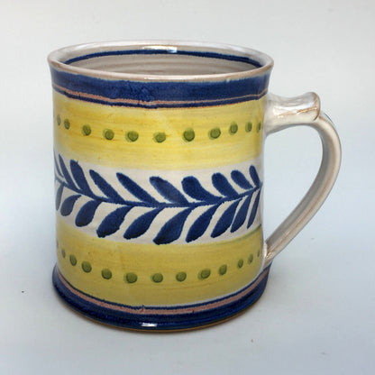 Personalised Handmade Ceramic Large Mug - Danish in Blue & Yellow