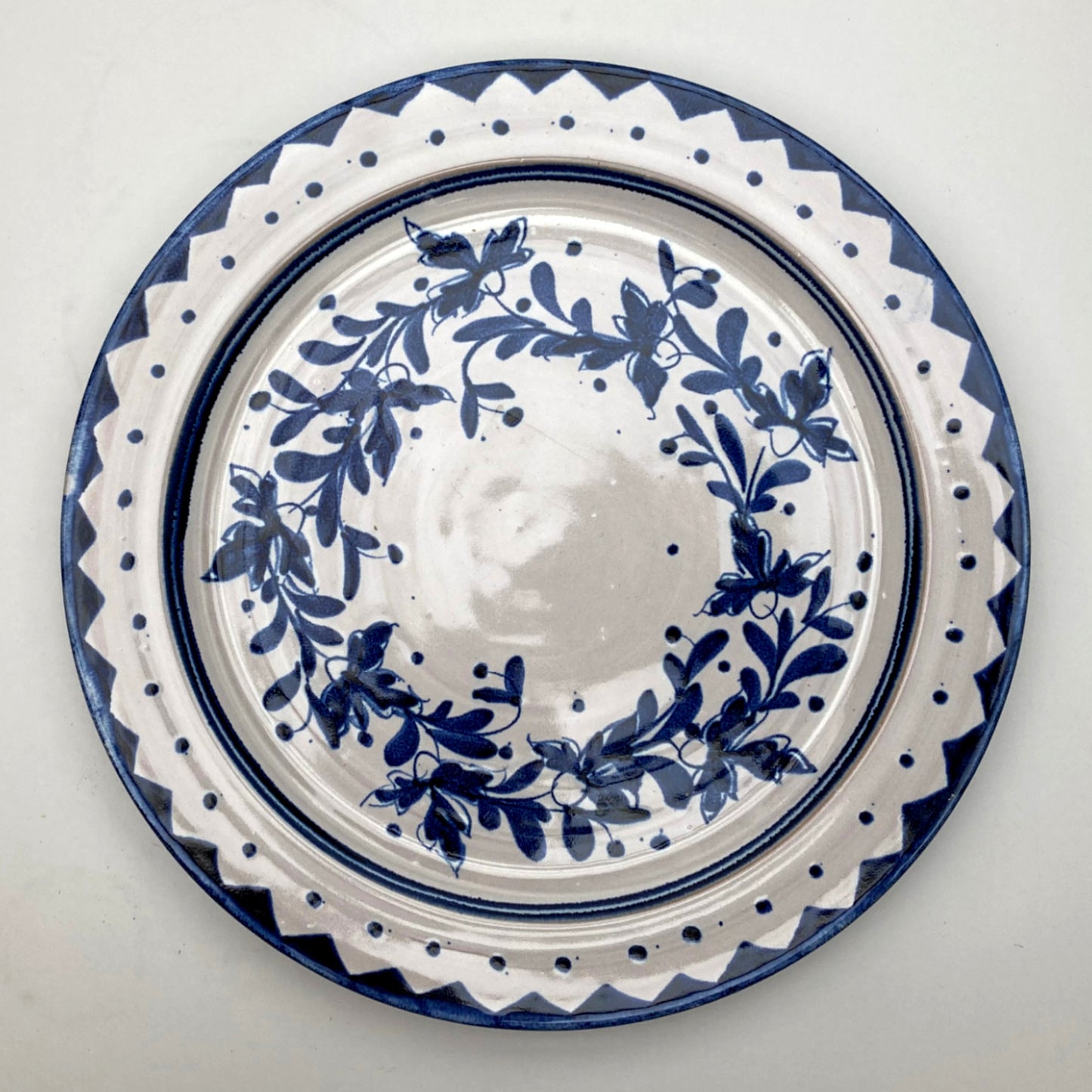 Personalised Handmade Ceramic Dinner Plate - Cornflower in Blue