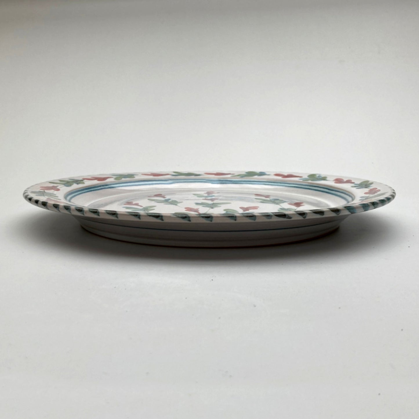 Personalised Handmade Ceramic Dinner Plate - Fuchsia in Blue & Green