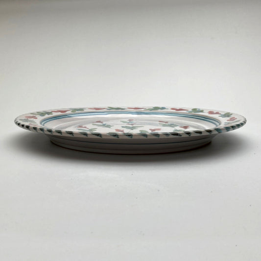 Personalised Handmade Ceramic Dinner Plate - Fuchsia in Blue & Green