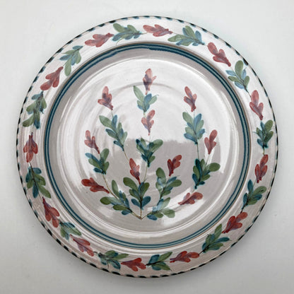 Personalised Handmade Ceramic Dinner Plate - Fuchsia in Blue & Green