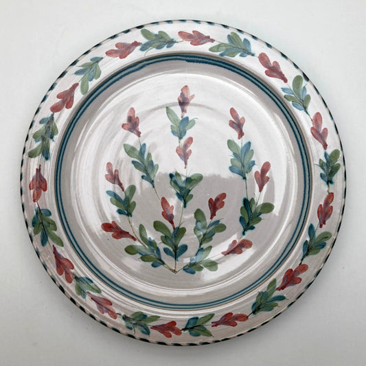 Personalised Handmade Ceramic Dinner Plate - Fuchsia in Blue & Green