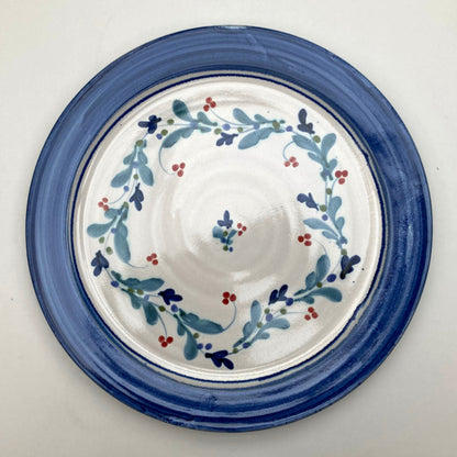 Personalised Handmade Ceramic Dinner Plate - Mistletoe in Blue & Teal