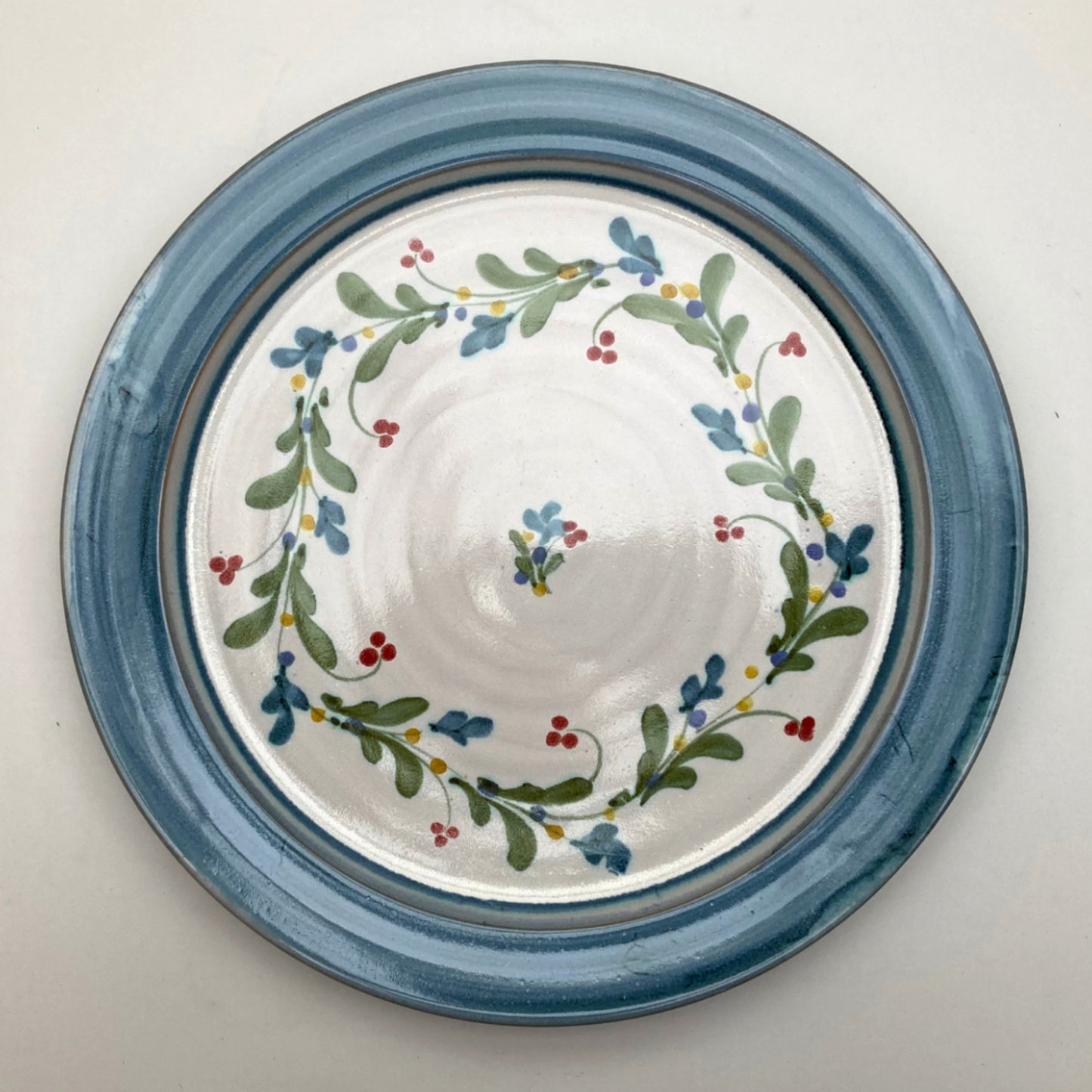 Personalised Handmade Ceramic Dinner Plate - Mistletoe in Teal & Lime