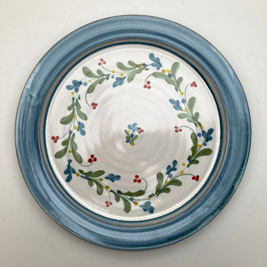 Personalised Handmade Ceramic Dinner Plate - Mistletoe in Teal & Lime