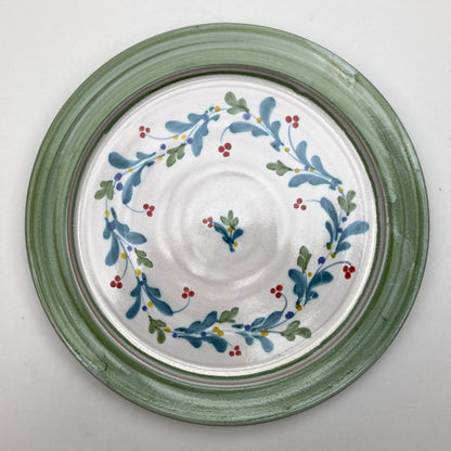Personalised Handmade Ceramic Dinner Plate - Mistletoe in Lime & Teal