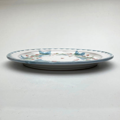 Personalised Handmade Ceramic Dinner Plate - Strawberry in Blue & Green