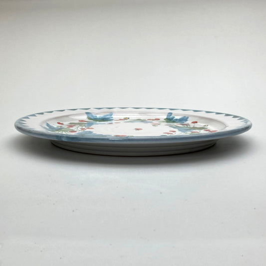Personalised Handmade Ceramic Dinner Plate - Strawberry in Blue & Green