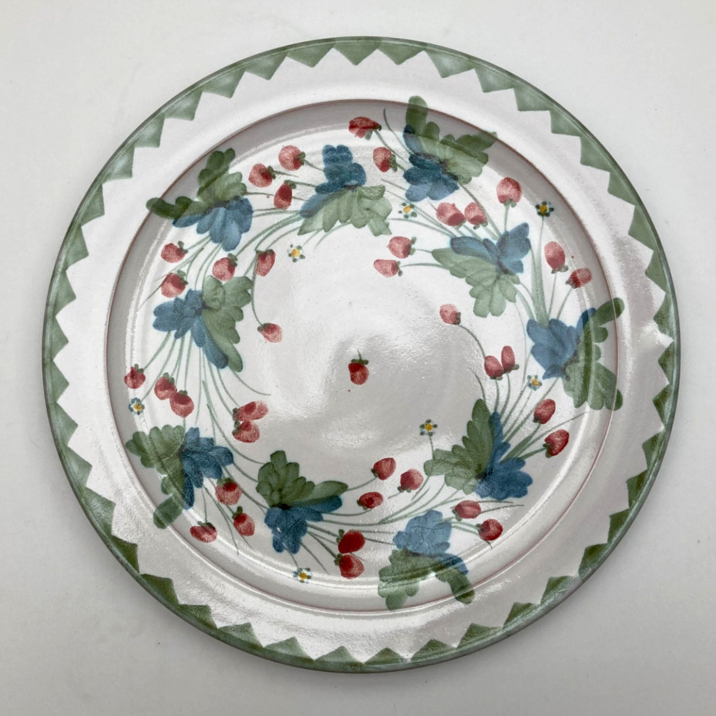 Personalised Handmade Ceramic Dinner Plate - Strawberry in Lime