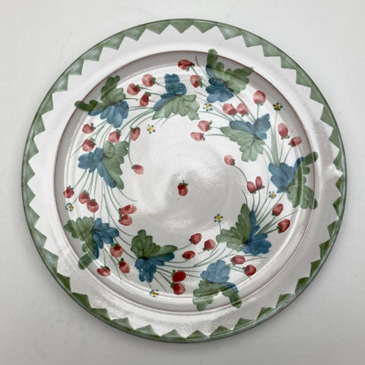 Personalised Handmade Ceramic Dinner Plate - Strawberry in Lime