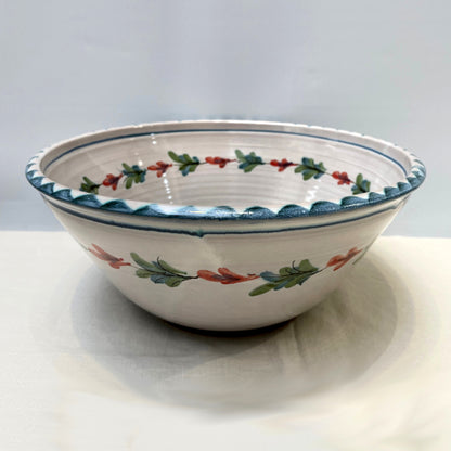 Personalised Handmade Ceramic Salad Bowl - Fuchsia in Blue & Green
