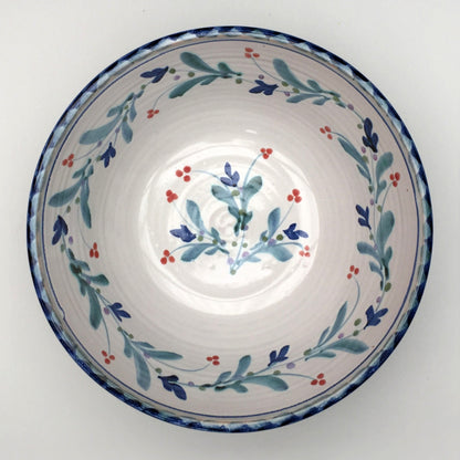 Personalised Handmade Ceramic Salad Bowl - Mistletoe in Blue & Teal