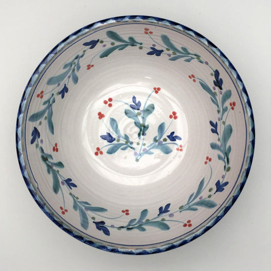 Personalised Handmade Ceramic Salad Bowl - Mistletoe in Blue & Teal