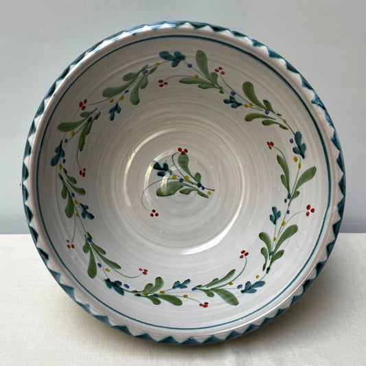 Personalised Handmade Ceramic Salad Bowl - Mistletoe in Teal & Lime