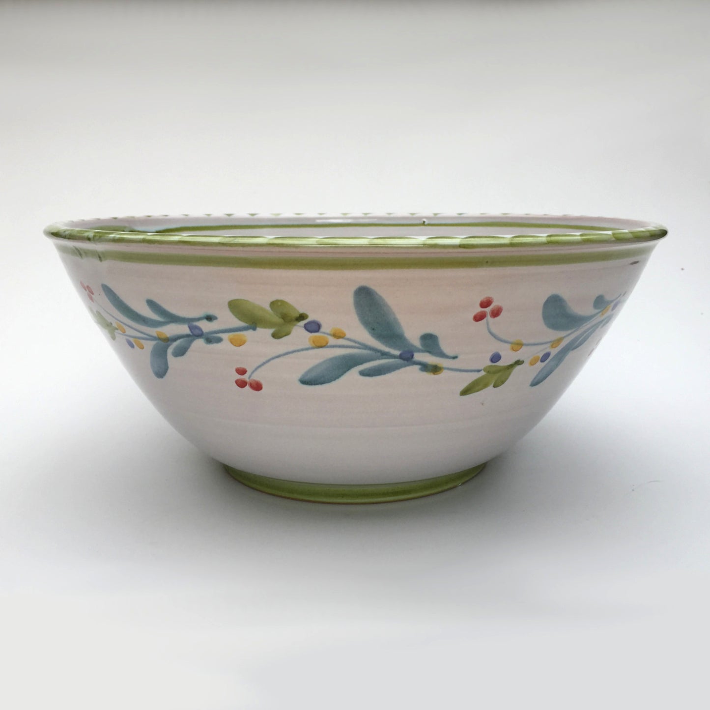 Personalised Handmade Ceramic Salad Bowl - Mistletoe in Lime & Teal