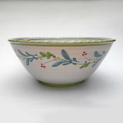 Personalised Handmade Ceramic Salad Bowl - Mistletoe in Lime & Teal