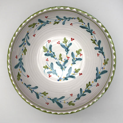 Personalised Handmade Ceramic Salad Bowl - Mistletoe in Lime & Teal